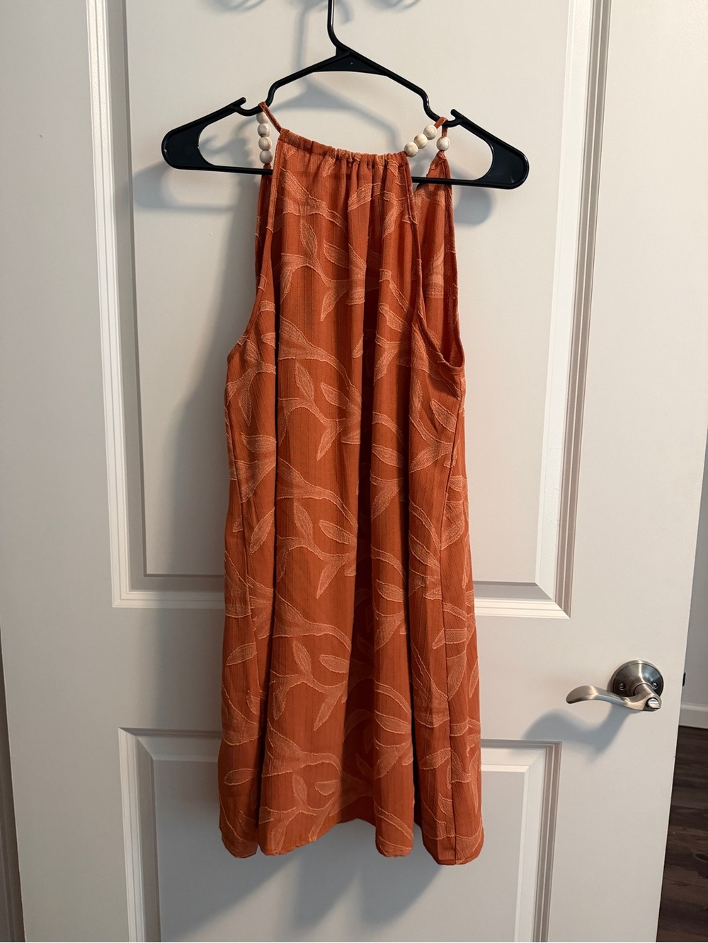 Cupshe Rust Orange Leaf-Print Mini Dress